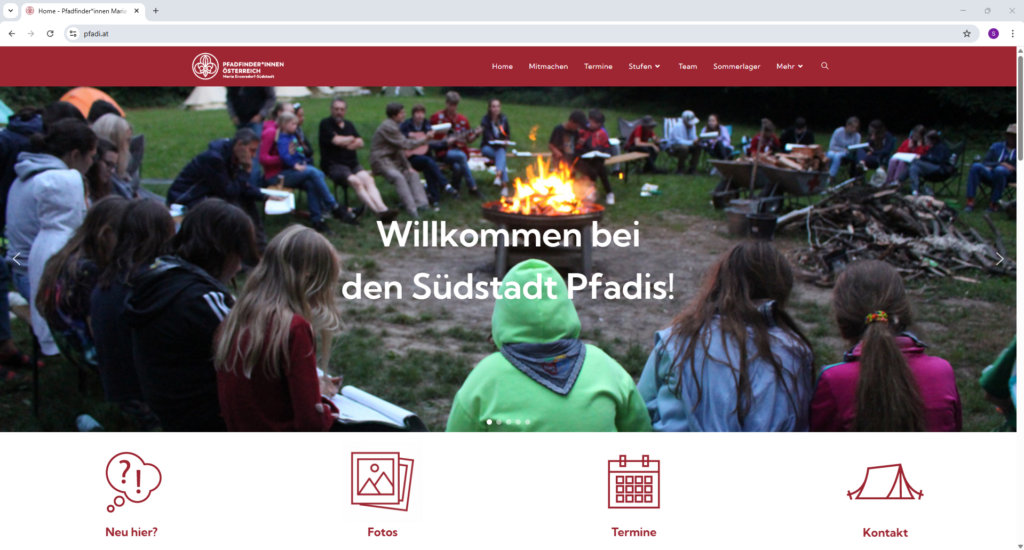 Screenshot Website Pfadfinder Suedstadt
